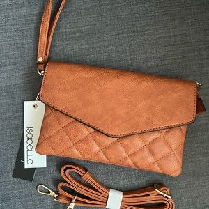 NWT ISABELLE VEGAN FLAP CROSSBODY BAG WRISTLET CLUTCH